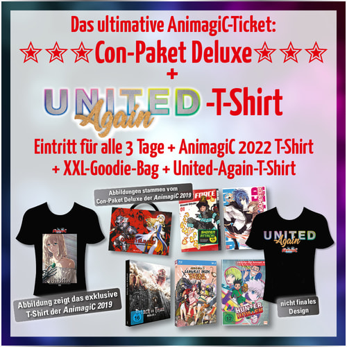 Tickets kaufen für AnimagiC 2022 – Con-Paket Deluxe mit United-Again-Shirt am 05.08.2022